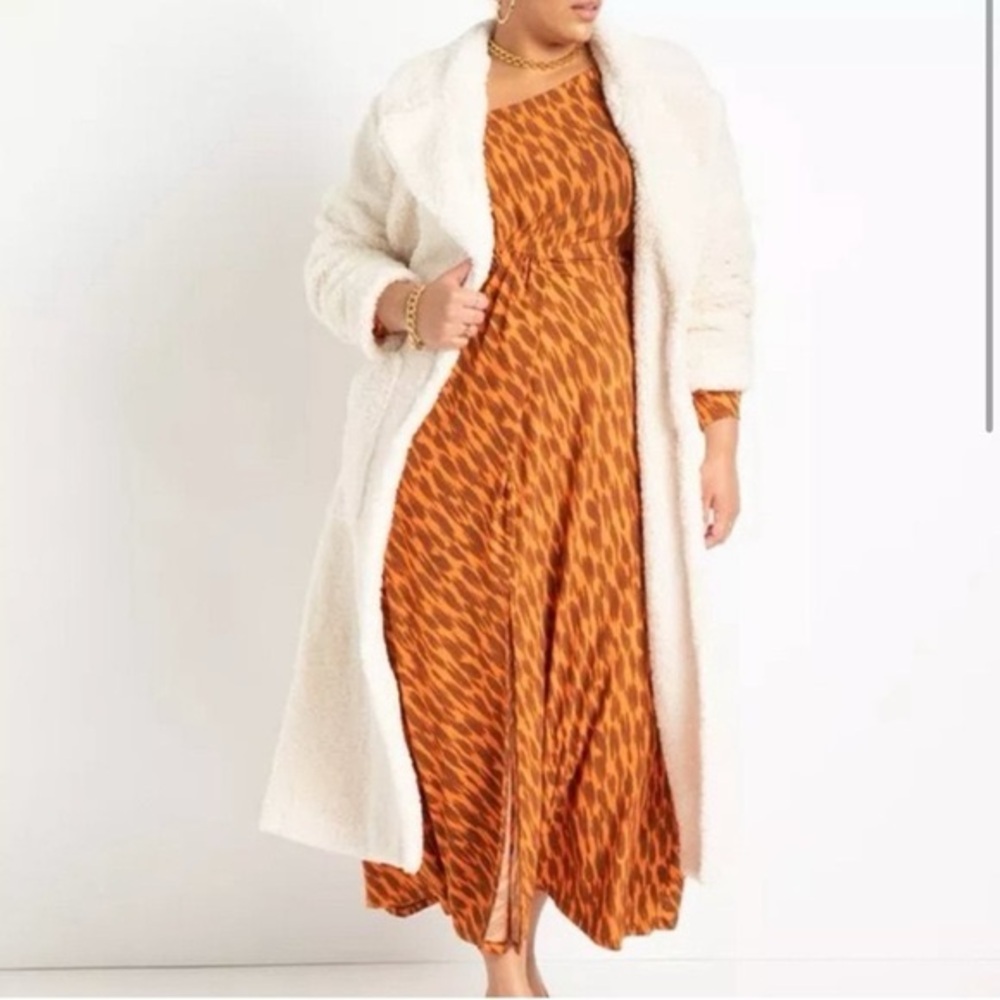 Eloquii Cream Teddy Long Coat